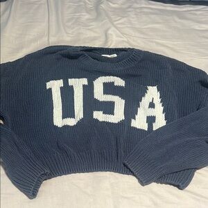 USA Navy Blue Cropped Sweater